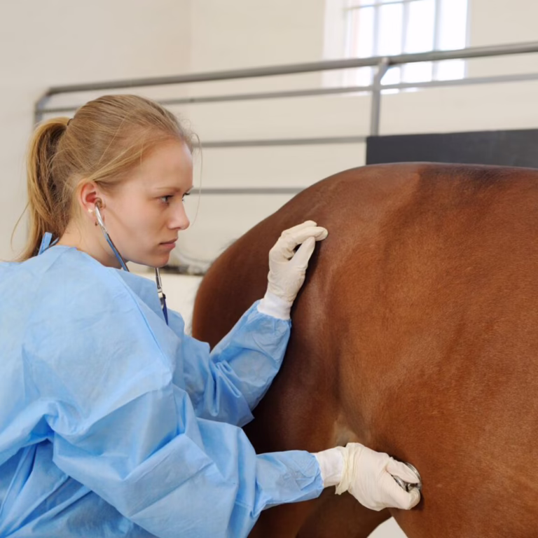 Vet examining a horse